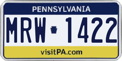 PA license plate MRW1422