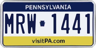 PA license plate MRW1441