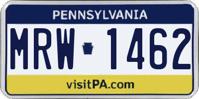 PA license plate MRW1462