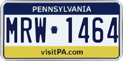 PA license plate MRW1464