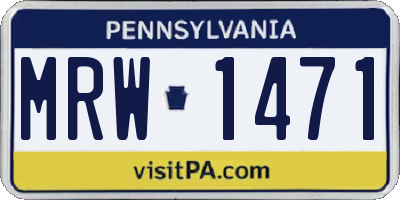 PA license plate MRW1471