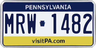 PA license plate MRW1482