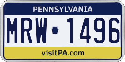 PA license plate MRW1496