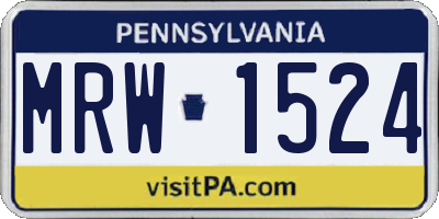 PA license plate MRW1524