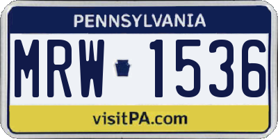 PA license plate MRW1536