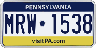 PA license plate MRW1538