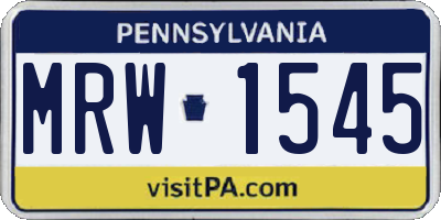 PA license plate MRW1545