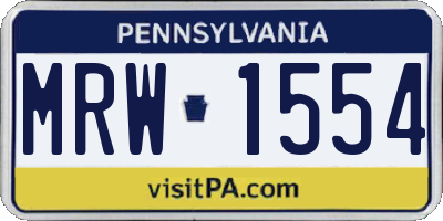 PA license plate MRW1554