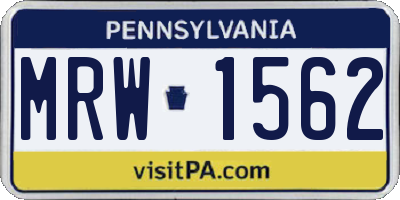 PA license plate MRW1562