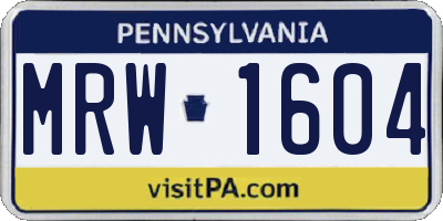 PA license plate MRW1604