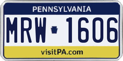 PA license plate MRW1606