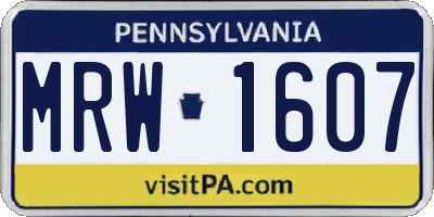 PA license plate MRW1607