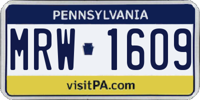 PA license plate MRW1609