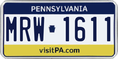 PA license plate MRW1611