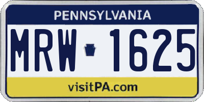 PA license plate MRW1625