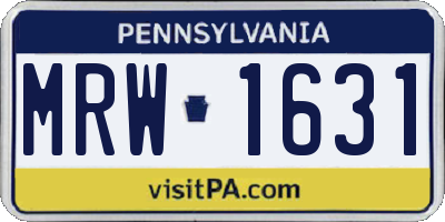 PA license plate MRW1631