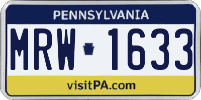 PA license plate MRW1633