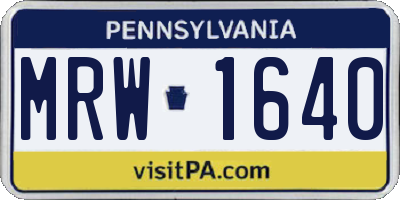 PA license plate MRW1640