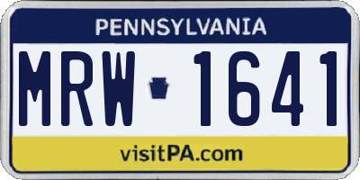 PA license plate MRW1641