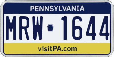 PA license plate MRW1644