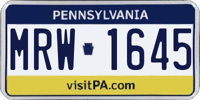 PA license plate MRW1645