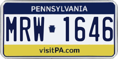 PA license plate MRW1646
