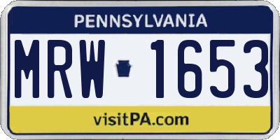 PA license plate MRW1653