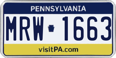 PA license plate MRW1663