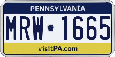 PA license plate MRW1665