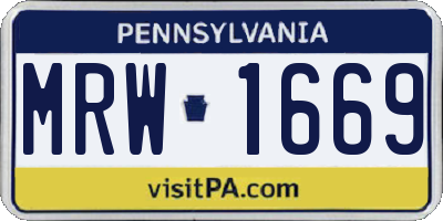 PA license plate MRW1669