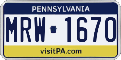 PA license plate MRW1670