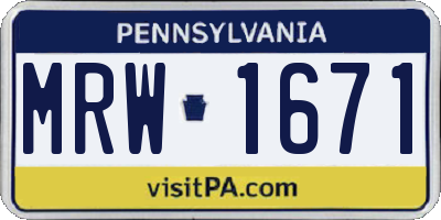 PA license plate MRW1671