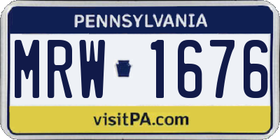 PA license plate MRW1676