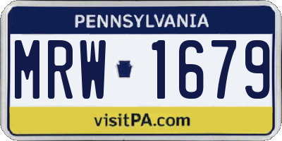 PA license plate MRW1679