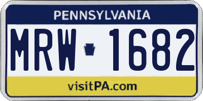 PA license plate MRW1682