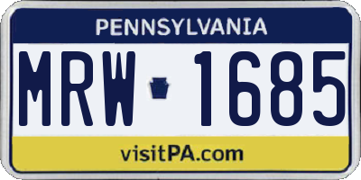 PA license plate MRW1685