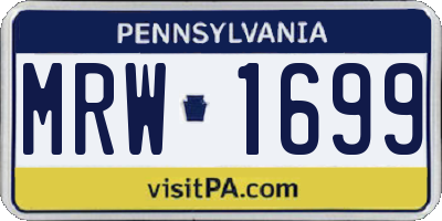 PA license plate MRW1699