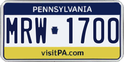 PA license plate MRW1700