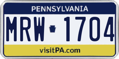 PA license plate MRW1704