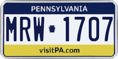 PA license plate MRW1707