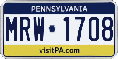 PA license plate MRW1708