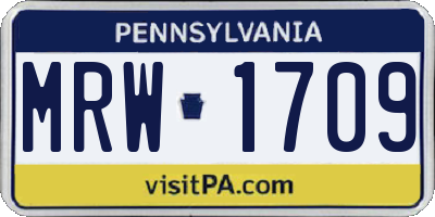 PA license plate MRW1709
