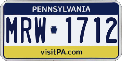 PA license plate MRW1712