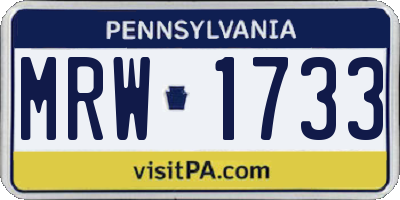 PA license plate MRW1733
