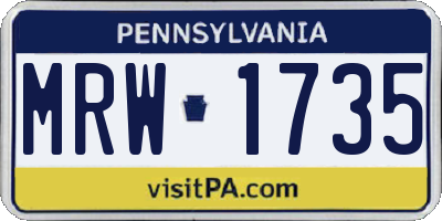 PA license plate MRW1735