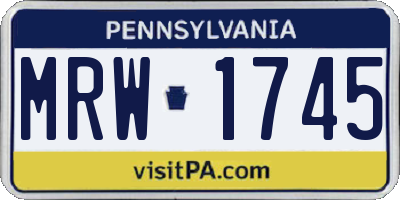 PA license plate MRW1745
