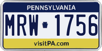 PA license plate MRW1756