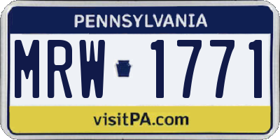 PA license plate MRW1771