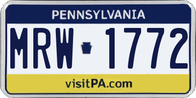 PA license plate MRW1772