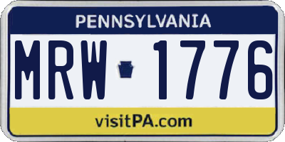 PA license plate MRW1776